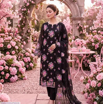 3 PCs women unstitched sequins Embroidered suit