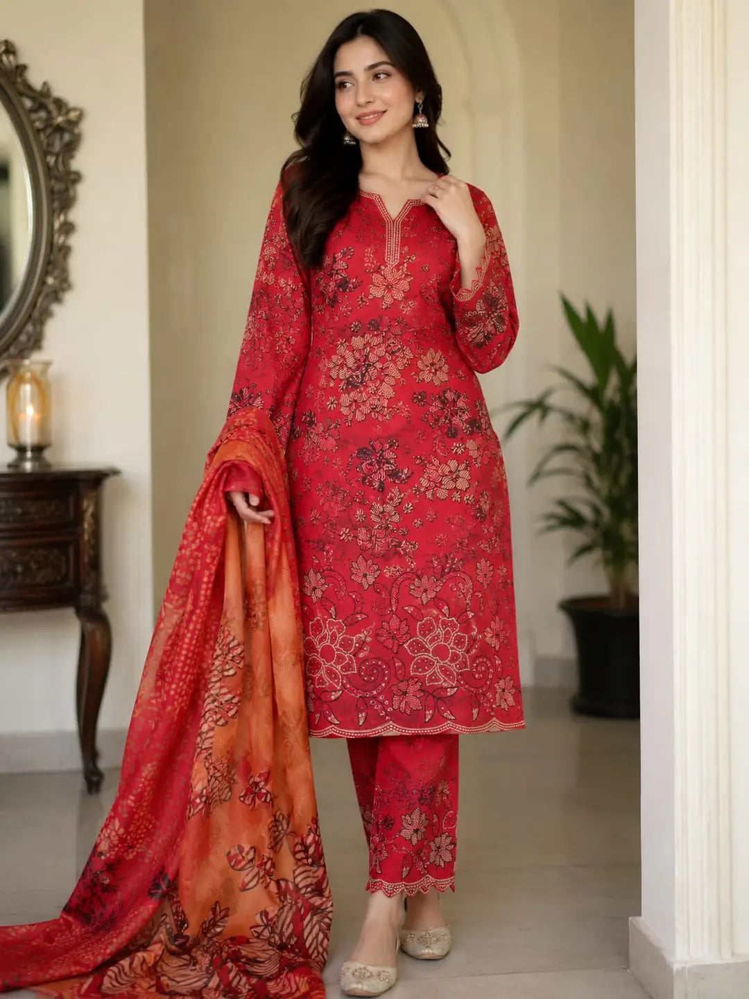3 PCs women unstitched printed suit