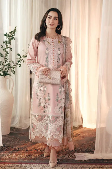 Luxury Blush Pink Chikankari Embroidered 3-Piece Lawn Suit